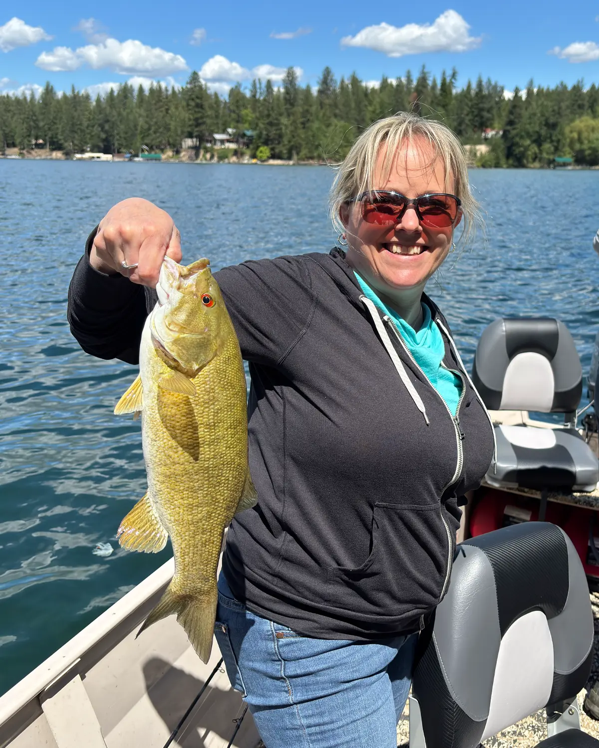 Jen Lenz fishing on a North Idaho lake
