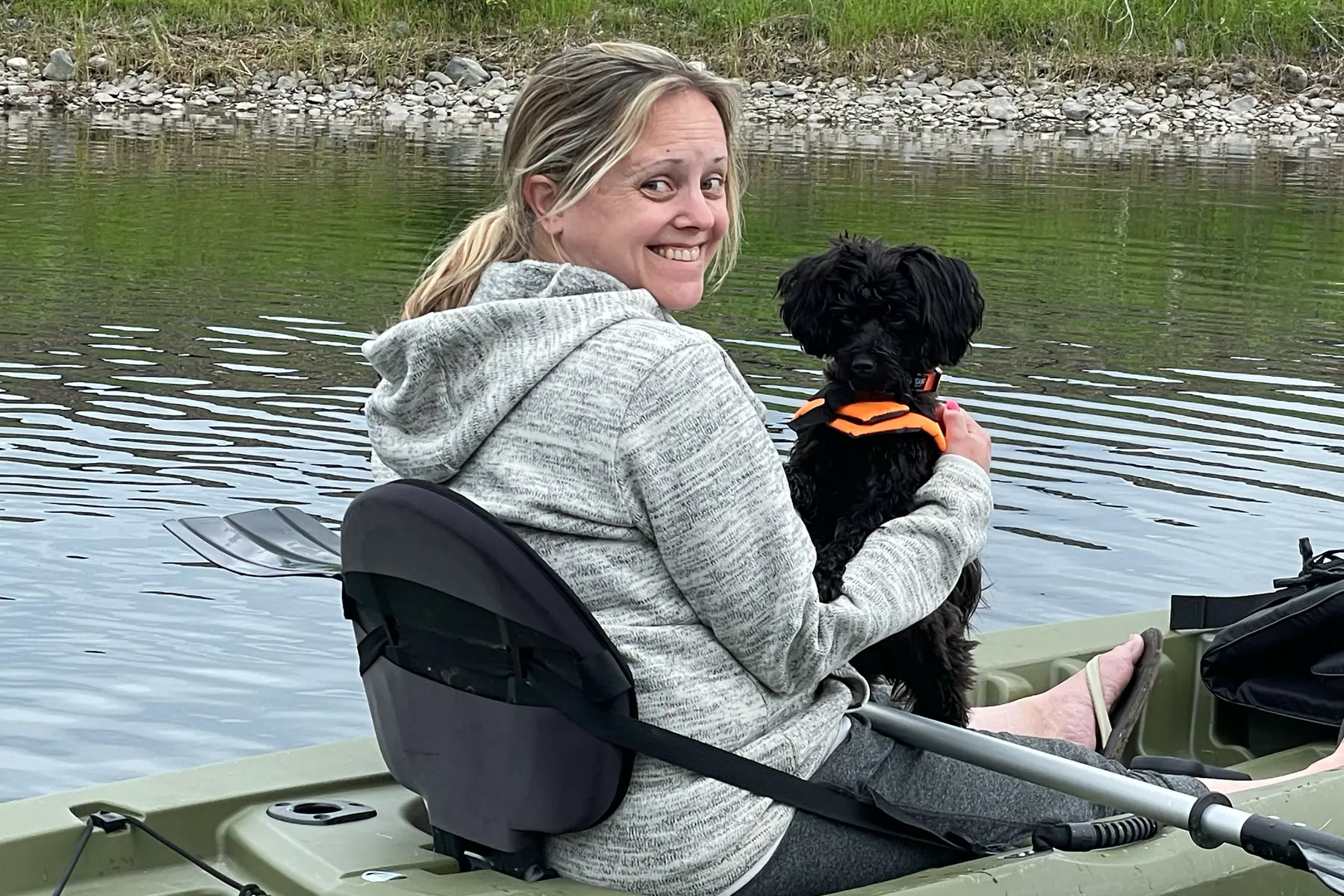Jen Lenz fishing on a North Idaho lake